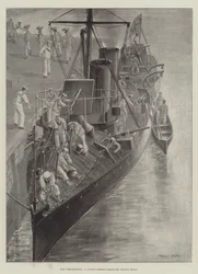 Preparativos de Guerra, um Destruidor de Torpedos de 27-nós se preparando